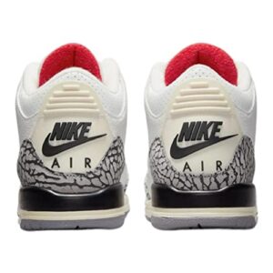 Nike Air Jordan 3 Retro White Cement Reimaged Big Kids 4.5Y, Summit White/Fire Red-black