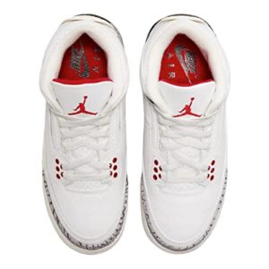 Nike Air Jordan 3 Retro White Cement Reimaged Big Kids 4.5Y, Summit White/Fire Red-black