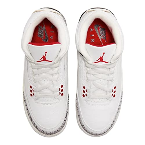 Nike Air Jordan 3 Retro White Cement Reimaged Big Kids 4.5Y, Summit White/Fire Red-black