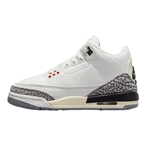 Nike Air Jordan 3 Retro White Cement Reimaged Grade School Summit White/Fire Red-Black DM0967-100 5.5Y, 5.5 Big Kid