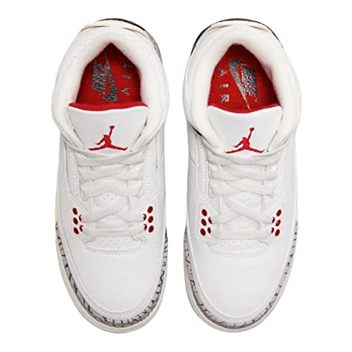 Nike Air Jordan 3 Retro White Cement Reimaged Grade School Summit White/Fire Red-Black DM0967-100 5.5Y, 5.5 Big Kid