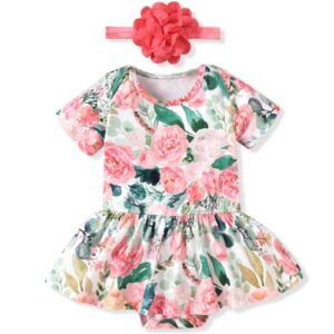 Aalizzwell Preemie Baby Girls Spring Summer Clothes Premature Floral Bodysuit Dress Outfit