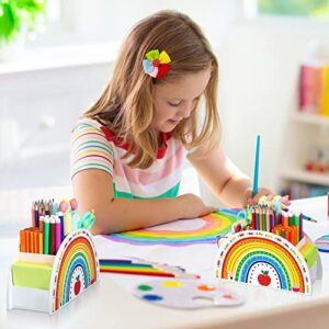 Funrous Wooden Rainbow Pencil Holder Pen Holder Teacher Appreciation Gifts from Students Pencil Organizer Brushes Makeup Brush Crayon School Teacher Supplies for Kids Girls