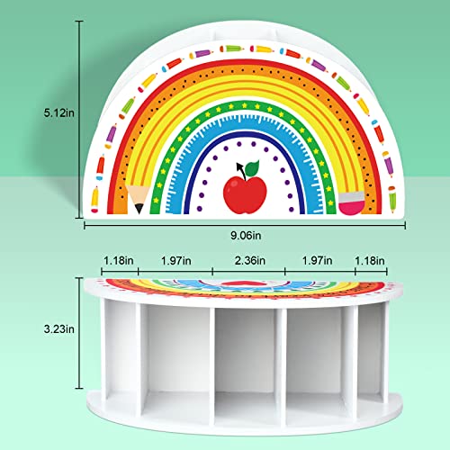 Funrous Wooden Rainbow Pencil Holder Pen Holder Teacher Appreciation Gifts from Students Pencil Organizer Brushes Makeup Brush Crayon School Teacher Supplies for Kids Girls