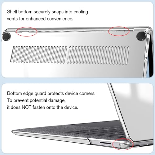 Fintie Protective Case for 13.5 Inch Microsoft Surface Laptop 5/4/3/2 with Alcantara Keyboard (Model: 1958/1950/1867/1769) - Slim Snap On Hard Shell Cover, Crystal Clear