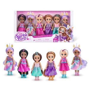 sparkle girlz 6 pack of princess dolls by zuru fashion, removable dresses, gifts for girls 4-8, poseable fashion doll, pretend play