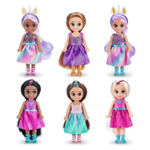 Sparkle Girlz 6 Pack of Princess Dolls by ZURU Fashion, Removable Dresses, Gifts for Girls 4-8, Poseable Fashion Doll, Pretend Play