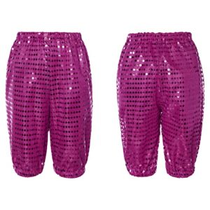 Loyan Girls Shiny Sequins Dance Short Athletic Cheer Tumbling Bottoms Gymnastics Sports Short Sparkle Glitter Hot Pants Hot Pink 2-3 Years