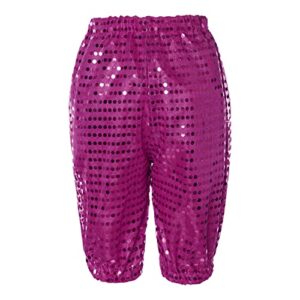 Loyan Girls Shiny Sequins Dance Short Athletic Cheer Tumbling Bottoms Gymnastics Sports Short Sparkle Glitter Hot Pants Hot Pink 2-3 Years