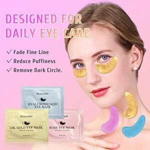 PEAUAMIE Under Eye Patches (30 Pairs) Gold Eye Mask and Hyaluronic Acid Eye Patches for puffy eyes,Rose Eye Masks for Dark Circles and Puffiness under eye treatment skin care products…