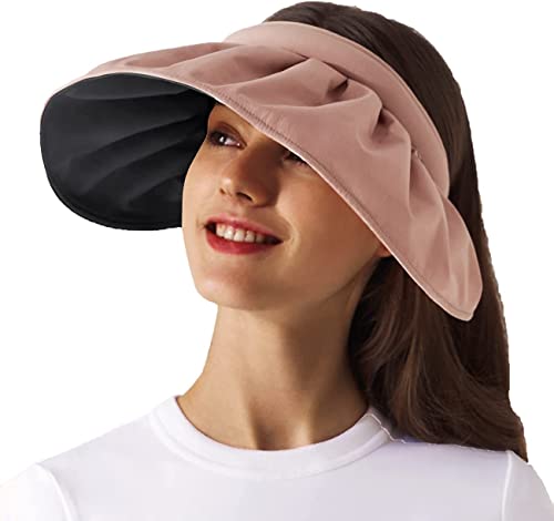 BENEUNDER UPF 50+ Sun Visor Hat - Wide Brim UV Protection for Tennis Golf Beach (Pink)