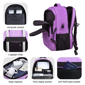 Yamdeg Extra Large Travel Backpack, Large Carry On Backpack, 17.3 Inch Laptop Backpack For Computer Business Travel With USB Port, TSA Airline Approved Waterproof Travel Daypack For Women, Purple