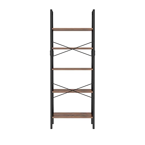 ALISENED 5 Tier Bookshelf, Storage Rack Shelves with Steel Frame, Tall Bookcase Shelf Storage Organizer, Modern Book Shelf for Bedroom, Living Room and Home Office