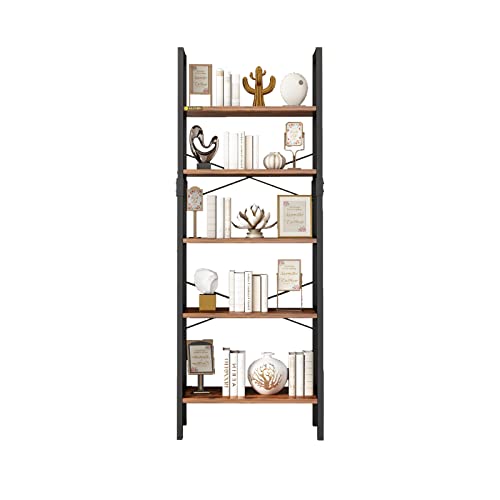 ALISENED 5 Tier Bookshelf, Storage Rack Shelves with Steel Frame, Tall Bookcase Shelf Storage Organizer, Modern Book Shelf for Bedroom, Living Room and Home Office