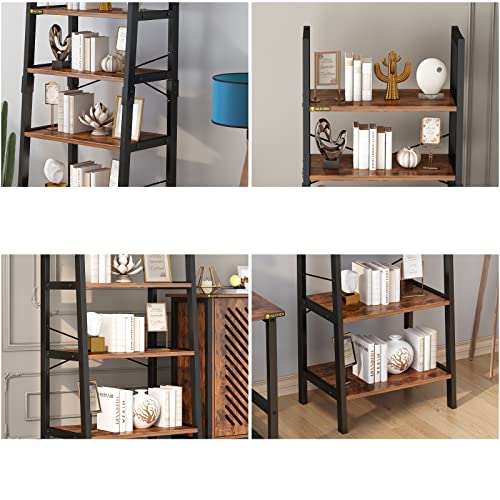 ALISENED 5 Tier Bookshelf, Storage Rack Shelves with Steel Frame, Tall Bookcase Shelf Storage Organizer, Modern Book Shelf for Bedroom, Living Room and Home Office