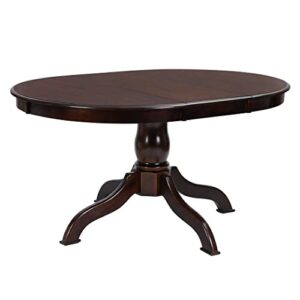 oval solid wood dining table extendable brown farmhouse mdf finish leaf extension