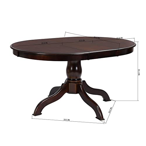 Oval Solid Wood Dining Table Extendable Brown Farmhouse MDF Finish Leaf Extension