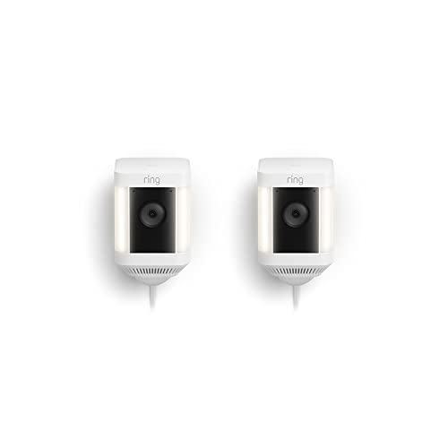 Ring Spotlight Cam Plus, Plug-In | Two-Way Talk, Color Night Vision, and Security Siren (2022 release) | 2-pack, White