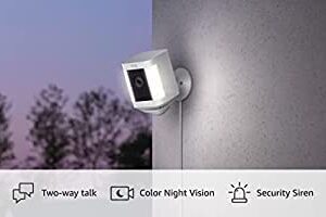 Ring Spotlight Cam Plus, Plug-In | Two-Way Talk, Color Night Vision, and Security Siren (2022 release) | 2-pack, White