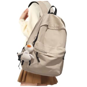 beige school backpack for girls lightweight college high school bookbag for teens durable middle students bags for boys travel rucksack casual daypack for men women fit 14 inch laptop backpacks