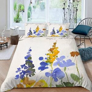 quilt cover twin size wildflowers 3d bedding sets pattern duvet cover breathable hypoallergenic stain wrinkle resistant microfiber with zipper closure,beding set with 2 pillowcase