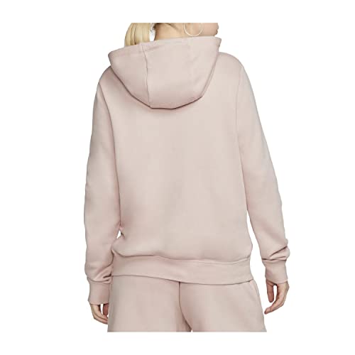 Nike Women's Sportswear Club Fleece Logo Pullover Hoodie, Pink Oxford, Large