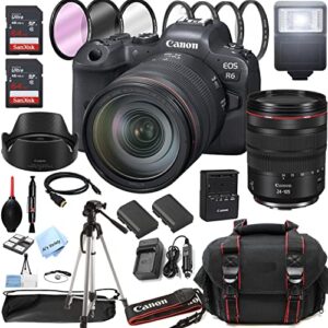 canon eos r6 mirrorless digital camera with rf 24-105mm f/4 l is usm lens + 128gb memory + case + tripod + filters (38pc bundle)