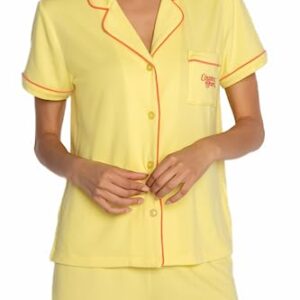 PJ SalvageThe Summer I Turned Pretty Lounge Short-sleeve Button Down Shirt and Bottom Shorts Pajama SetYellowSmall