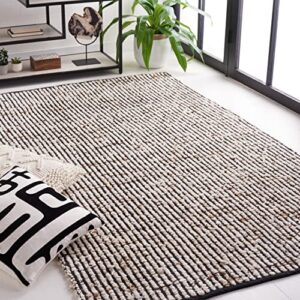 safavieh natura collection accent rug - 4' x 6', black & ivory, handmade flat weave wool & jute, ideal for high traffic areas in entryway, living room, bedroom (nat331z)