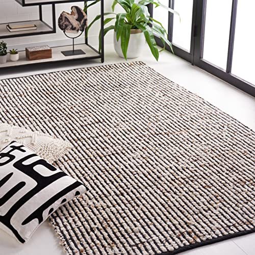 Safavieh Natura Collection Accent Rug - 4' x 6', Black & Ivory, Handmade Flat Weave Wool & Jute, Ideal for High Traffic Areas in Entryway, Living Room, Bedroom (NAT331Z)