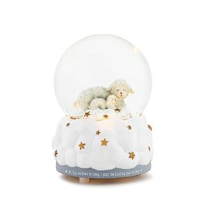 demdaco lay me down to sleep white and grey 5.5 inch illuminated musical water globe plays jesus loves me
