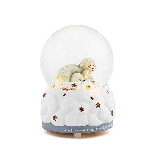 DEMDACO Lay Me Down to Sleep White and Grey 5.5 Inch Illuminated Musical Water Globe Plays Jesus Loves Me