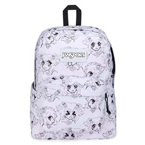 jansport superbreak plus backpack - work, travel, or laptop bookbag with water bottle pocket, manga mood