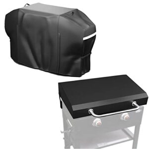 Grisun Hinged Lid and Griddle Cover 28 Inch for Blackstone 28 inch Griddle, Heat Resistant Powder Coated Steel Griddle Lid, Hard Top Lid and UV-Resistant Waterproof Grill Cover for Blackstone 1924