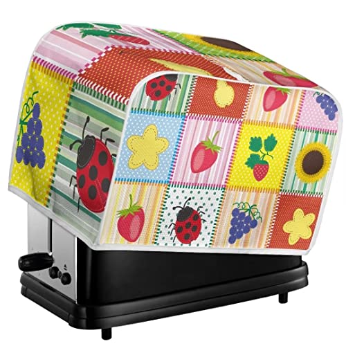 Doojoayie Colorful Broken Flowers 4 Slice Toaster Cover Bread Toaster Oven Dustproof Cover Appliance Cover Toaster Dust for Most Standard Toasters