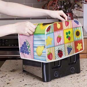 Doojoayie Colorful Broken Flowers 4 Slice Toaster Cover Bread Toaster Oven Dustproof Cover Appliance Cover Toaster Dust for Most Standard Toasters