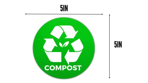 Compost Bin Vinyl Stickers for Kitchen and Outdoor Bins 5in 5 Pack Premium Self Adhesive Vinyl Labels Weatherproof UV Resistant Compost Stickers