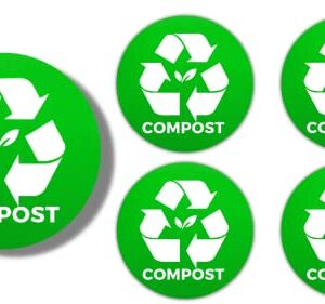 Compost Bin Vinyl Stickers for Kitchen and Outdoor Bins 5in 5 Pack Premium Self Adhesive Vinyl Labels Weatherproof UV Resistant Compost Stickers