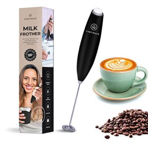 chefwave | powerful electric milk frother | milk frother handheld drink mixer and matcha whisk | batteries included!drink mixer handheld | hand frother, electric stirrer coffee mixer wand