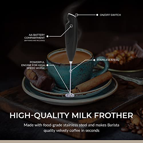 Chefwave | Powerful electric milk frother | Milk frother handheld drink mixer and matcha whisk | BATTERIES INCLUDED!drink mixer handheld | Hand frother, electric stirrer coffee mixer wand