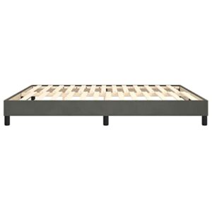 Kagoono Velvet Box Spring Bed Frame with Plywood Slats Support, 9.8-Inch Mattress Foundation, Easy Assembly, Mattress not Included, Dark Gray, California King