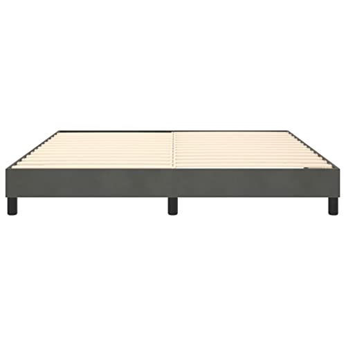 Kagoono Velvet Box Spring Bed Frame with Plywood Slats Support, 9.8-Inch Mattress Foundation, Easy Assembly, Mattress not Included, Dark Gray, California King