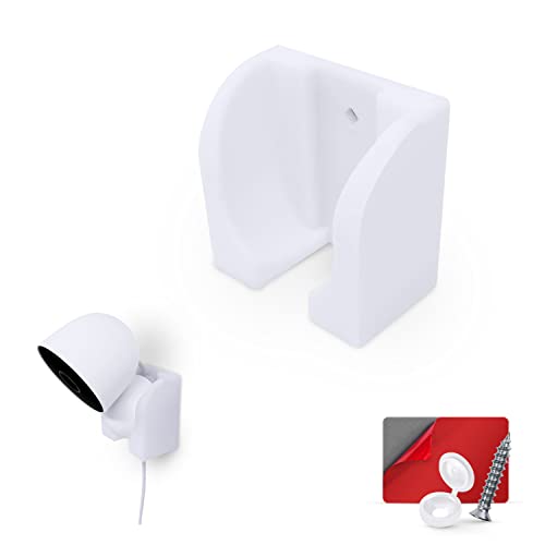 BRAINWAVZ Wall Mount for Google Nest Wired 2nd Generation Security Camera - Adhesive & Screw-in, Easy Slot-in Design (White)