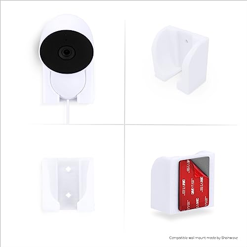 BRAINWAVZ Wall Mount for Google Nest Wired 2nd Generation Security Camera - Adhesive & Screw-in, Easy Slot-in Design (White)
