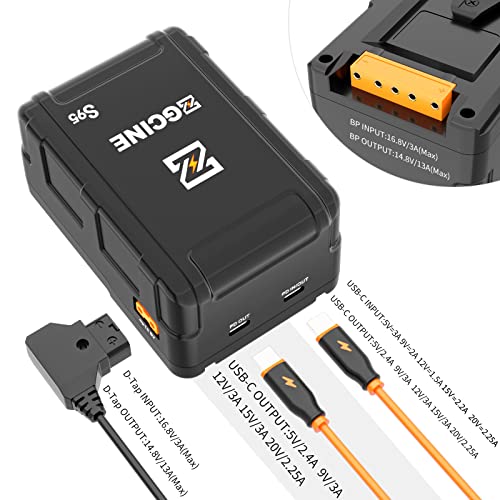 ZGCINE ZG-S95 V Mount V-Lock Battery 6400mAh(95Wh/14.8V) with D-TAP,USB-C,BP Input & Output, Mini Power Bank for Cameras, Camcorders, LED Lights, Monitors and Smartphone