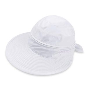 Women Beach Hat Wide Brim Summer Sun Fishing Hat UPF 50+ Protection Zip Off 2 in 1 Visors Packable for Outdoor Travel Camping White