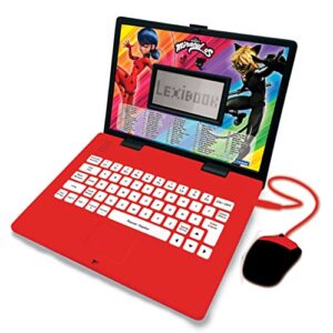 lexibook miraculous - educational and bilingual laptop english/spanish - toy for child kid (boys & girls) 124 activities, learn play games and music with ladybug - red/black jc598mii2