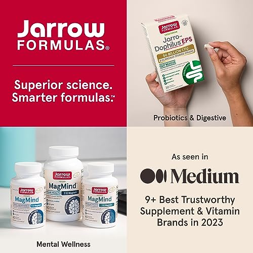 Jarrow Formulas Saccharomyces Boulardii + MOS, Clinically Studied Probiotic+Prebiotic Supplement, 5 Billion CFU, 180 Servings (Veggie Caps), Enhanced Intestinal Tract Support & Protection (Pack of 12)