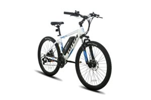 velofort victor electric bike for adults 26”, ebike with 350w motor up to 20mph, 3a fast charge 36v 10.4ah removable battery, electric mountain bike with shimano 21 speed gears white
