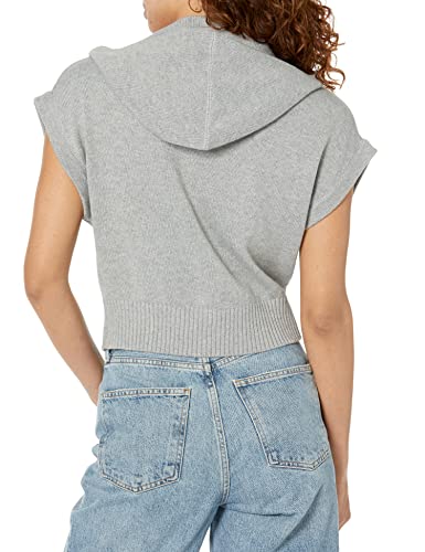 Tommy Hilfiger Women's Casual Pullover Sweatshirt Short Sleeve Hoodie, Medium Heather Grey